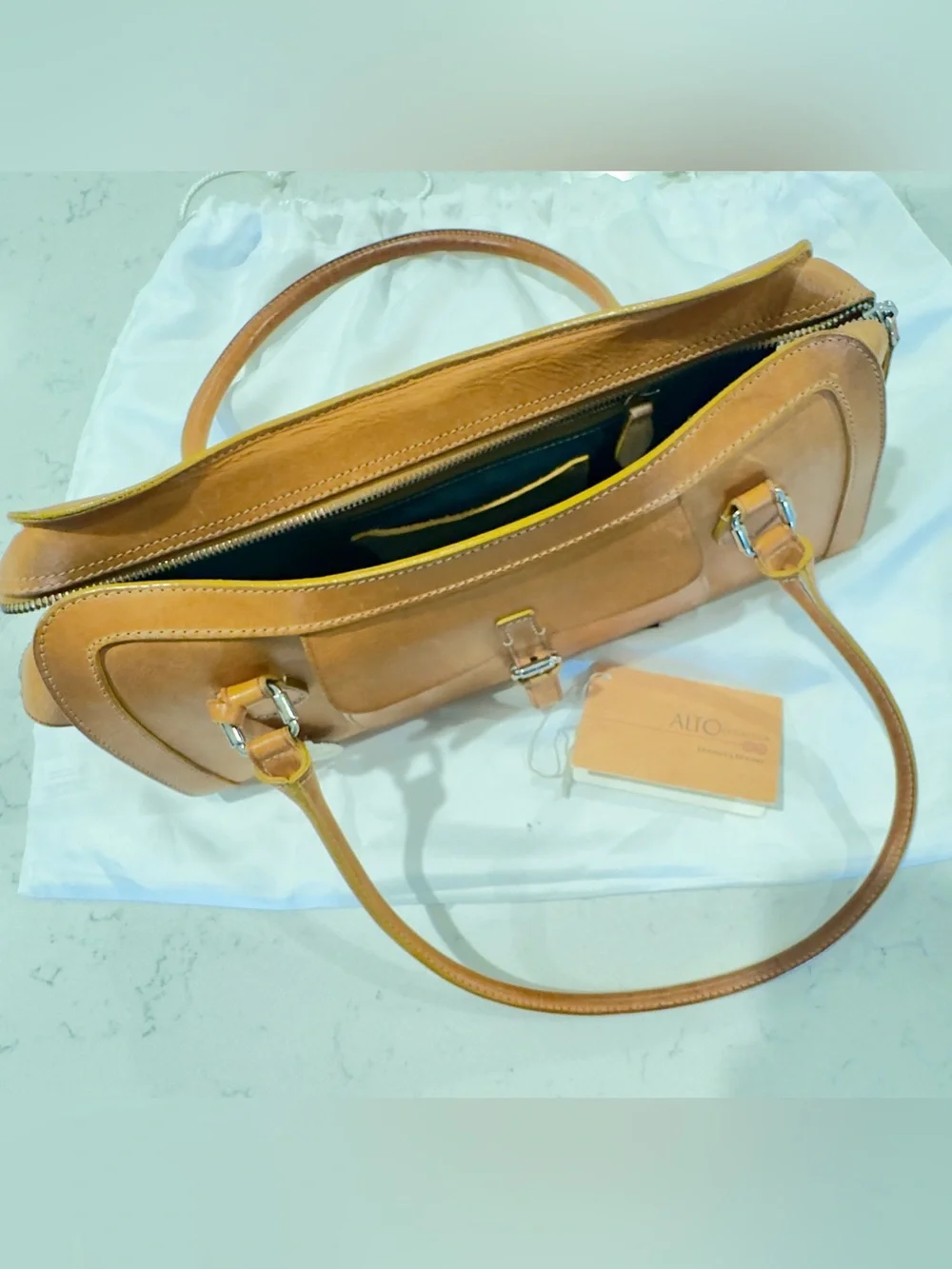 Vintage Dooney & Bourke East/West Top Zip Leather Bag from Alto Collection